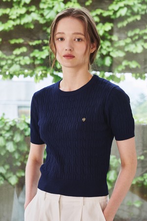 써머 케이블 라운드 니트 - 네이비 / Summer Cable Round Knit - Navy