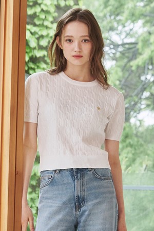 써머 케이블 라운드 니트 - 아이보리 / Summer Cable Round Knit - Ivory