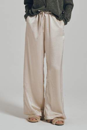 새틴 밴딩팬츠 - 라이트 베이지 / Satin Banding Pants - Light Beige