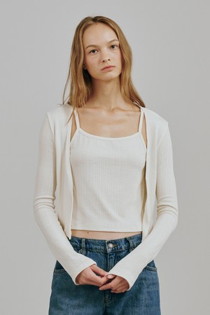 소프트 가디건 슬리브리스 셋트 - 블랙 / Soft Cardigan Sleeveless Set - Black