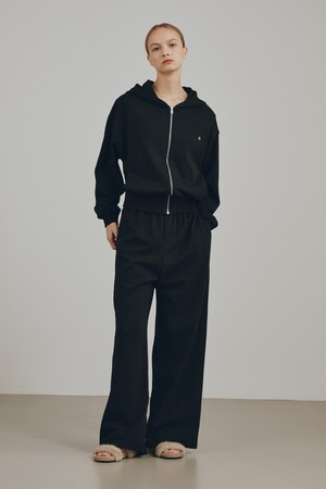 에센셜 후드 집업 셋업 - 블랙 / Essential Hood Zip Up Set Up - Black