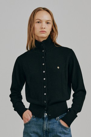 터틀넥 울 가디건 - 블랙 / Tultleneck Wool Cardigan - Black