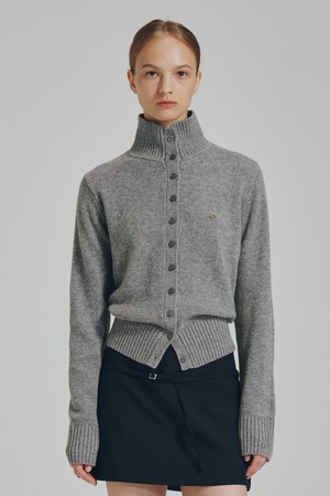터틀넥 울 가디건 - 멜란지 그레이 / Tultleneck Wool Cardigan - M. Gray