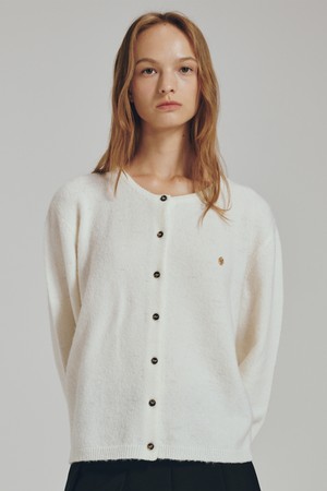 울 라운드 소프트 가디건 - 아이보리 / Wool Round Soft Cardigan - Ivory