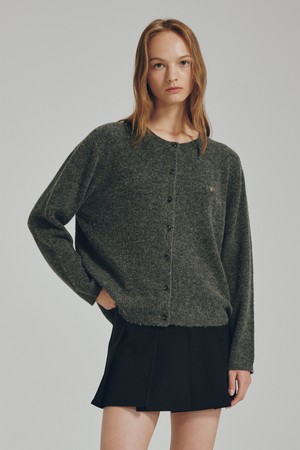 울 라운드 소프트 가디건 - 멜란지 그레이 / Wool Round Soft Cardigan - M.Gray