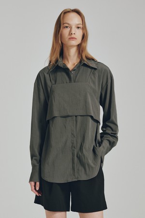 뷔스티에 블라우스 셋트 - 다크 그레이 / Bustier Blouse Set - Dark Gray