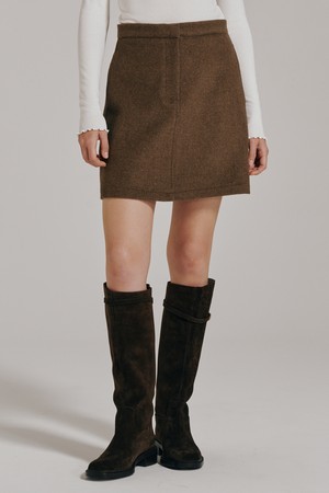 울 미니 스커트 - 브라운 / Wool Mini Skirt - Brown