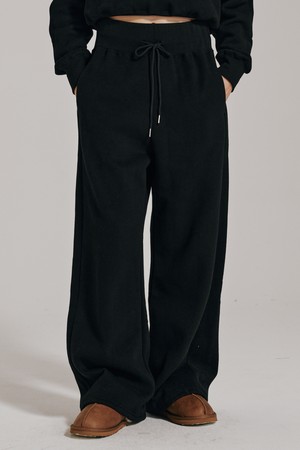 [기모] 와이드 밴딩 스웻 팬츠 - 블랙 / Wide Banding Sweat Pants - Black