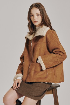 리버시블 스웨이드 무스탕 - 카멜 / Reversible Suede Mustang - Camel