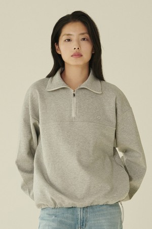 코튼 하프 집업 스웻셔츠 - 멜란지 그레이/ Cotton Half-Zip Up Sweatshirt - M.Gray