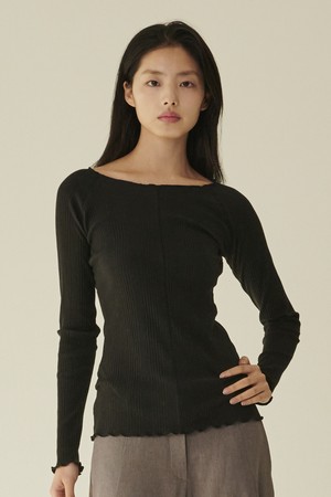 스티치 슬림핏 티셔츠 - 블랙/ Stitch Slim Fit T‑Shirt - Black