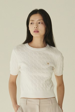 써머 케이블 라운드 니트 - 아이보리/ Summer Cable Round Knit - Ivory