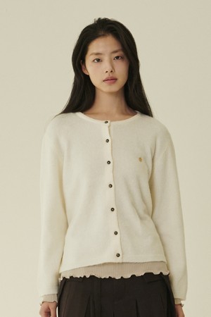 울 라운드 소프트 가디건 - 아이보리/ Wool Round Soft Cardigan - Ivory