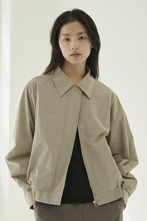 코튼 블랜드 봄버 자켓 - 그레이/ Cotton Blend Bomber Jacket - Gray