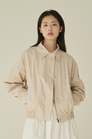 코튼 블랜드 봄버 자켓 - 라이트 베이지/ Cotton Blend Bomber Jacket - L.Beige