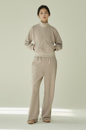 스트레치 져지 집업 셋업 - 베이지/ Stretch Jersey Zip‑Up Set - Beige