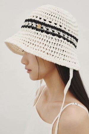 코튼 스트랩 버킷햇 - 아이보리 / Cotton Strap Bucket Hat - Ivory
