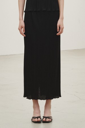 플리츠 롱 스커트 - 블랙 /  Pleated Long Skirt - Black