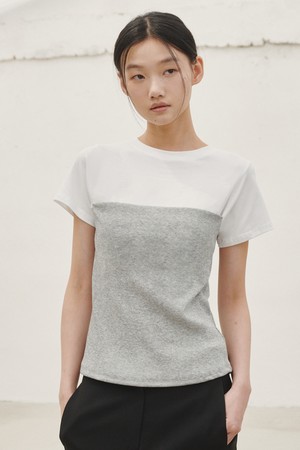레이어드 탑 티셔츠 - 멜란지 그레이 / layered Top T-shirt - M. Gray