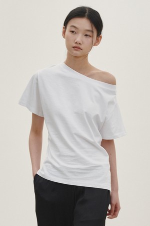 언발란스 코튼 티셔츠 - 화이트 / Unbalanced Cotton T-shirt - White