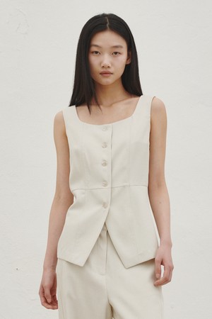 린넨 베스트 블라우스 - 아이보리 / Linen Vest Blouse - Ivory