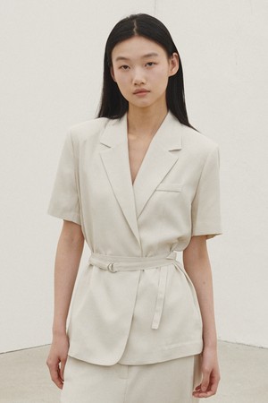 린넨 벨티드 자켓 - 아이보리 / Linen Belted Jacket - Ivory