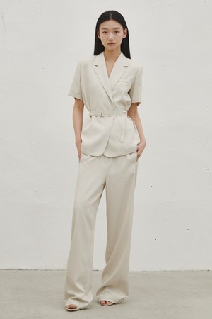 린넨 벨티드 자켓 셋업 - 아이보리 / Linen Belted Jacke Set up - Ivory