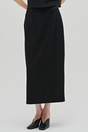 미니멀 울 롱 스커트 - 블랙 / Minimal Wool Long Skirt - Black+A1:T41