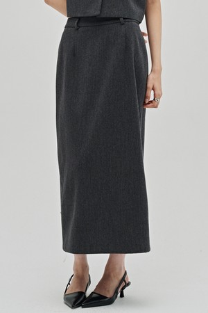 미니멀 울 롱 스커트 -다크 그레이 / Minimal Wool Long Skirt - D.Gray