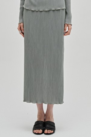 플리츠 슬릿 롱 스커트 - 라이트 그레이 / Pleated Slit Long Skirt - L.Gray