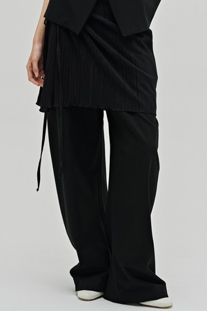 플리츠 랩 스커트 - 블랙 / Pleated Wrap Skirt - Black