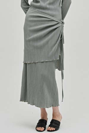 플리츠 랩 스커트 - 라이트 그레이 / Pleated Wrap Skirt - L.Gray