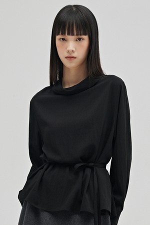 하프넥 투웨이 블라우스 - 블랙 / Half Neck Two-Way Blouse - Black