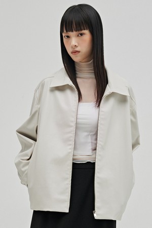 소프트 레더 블루종 - 아이보리 / Soft Leather Blouson - Ivory