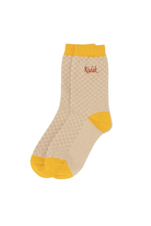 컬러 블록 와플 양말 BEIGE