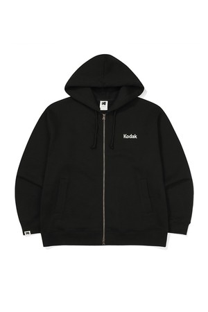 로고 기모 후드 집업 BLACK
