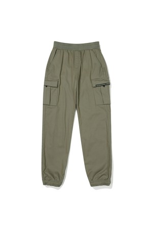 에센셜 우븐 디본딩 기모 슬림 카고 조거 팬츠 우먼 KHAKI