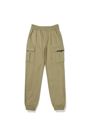 에센셜 우븐 디본딩 기모 슬림 카고 조거 팬츠 우먼 BEIGE
