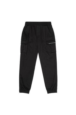 에센셜 우븐 디본딩 기모 슬림 카고 조거 팬츠 우먼 BLACK