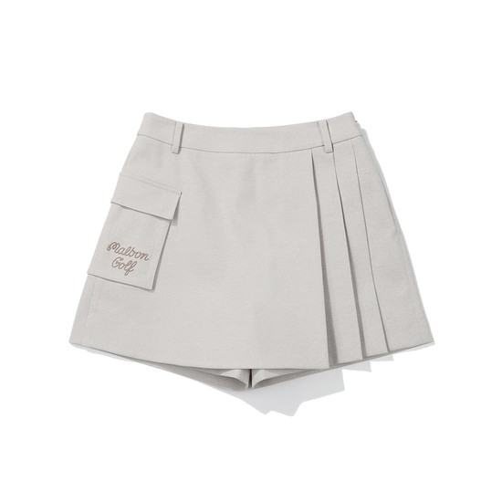 아웃 포켓 플리츠 스코트 LIGHT BEIGE (WOMAN)