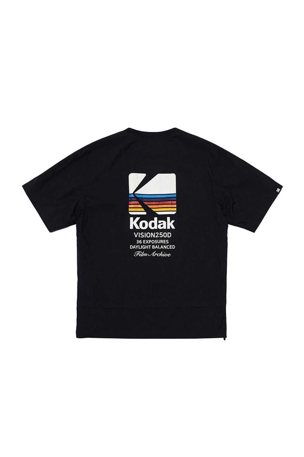 KODAK - 반팔티셔츠 - 레인보우 우븐 반팔 피스테 BLACK