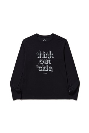 W) THINK OUTSIDE 그래픽 긴팔티셔츠 BLACK