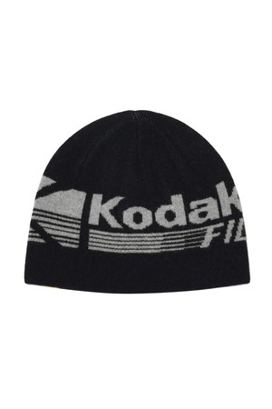 로고 편직 비니 BLACK