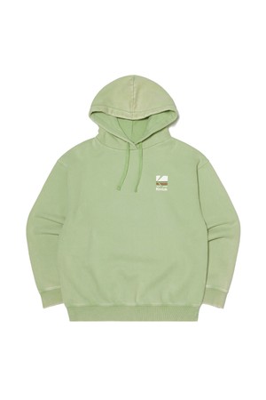 레인보우 세미오버핏 스노우워싱 기모 후드 GREEN