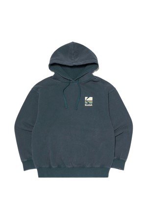 레인보우 세미오버핏 스노우워싱 기모 후드 NAVY