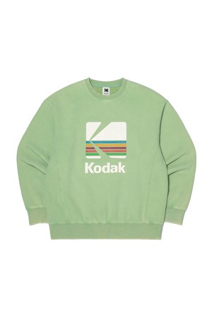 레인보우 세미오버핏 스노우워싱 기모 맨투맨 GREEN