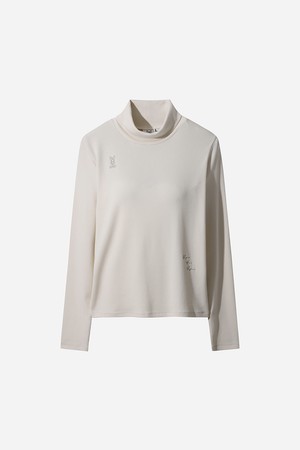모크넥 골지 긴팔 티셔츠 여자(IVORY)