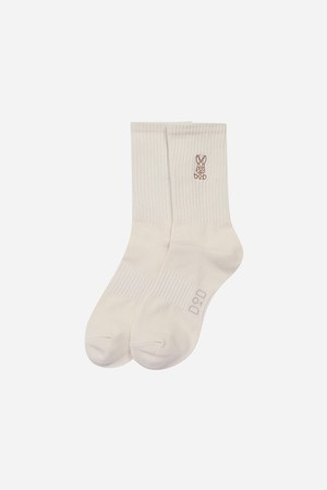 코튼 베이직 양말 - IVORY DARK