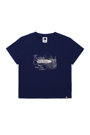 브리즈 라이트 컬러필름 크롭 티셔츠 우먼 NAVY