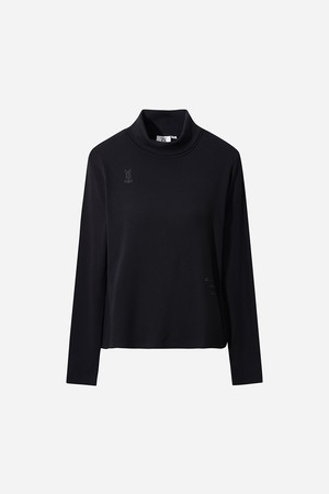 여성) 모크넥 골지 긴팔 티셔츠(BLACK)